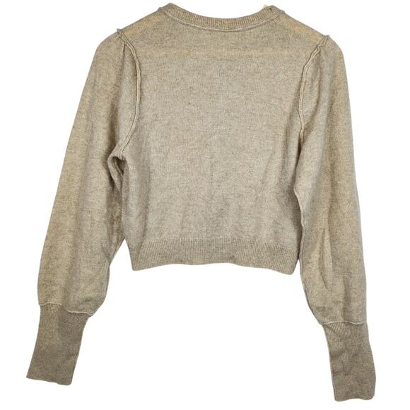 Free People 100% Cream Cashmere Dainty Pearl Button Cardigan Ballet Girly Size S - Picture 2 of 8